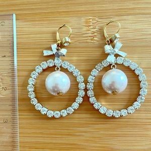 Dangle pearl and rhinestone earrings